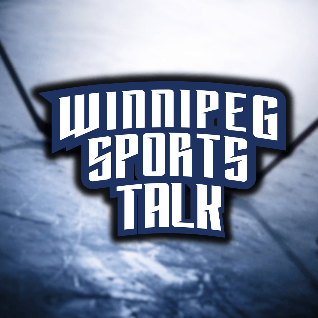 Winnipeg Sports Talk Logo in front of hockey sticks